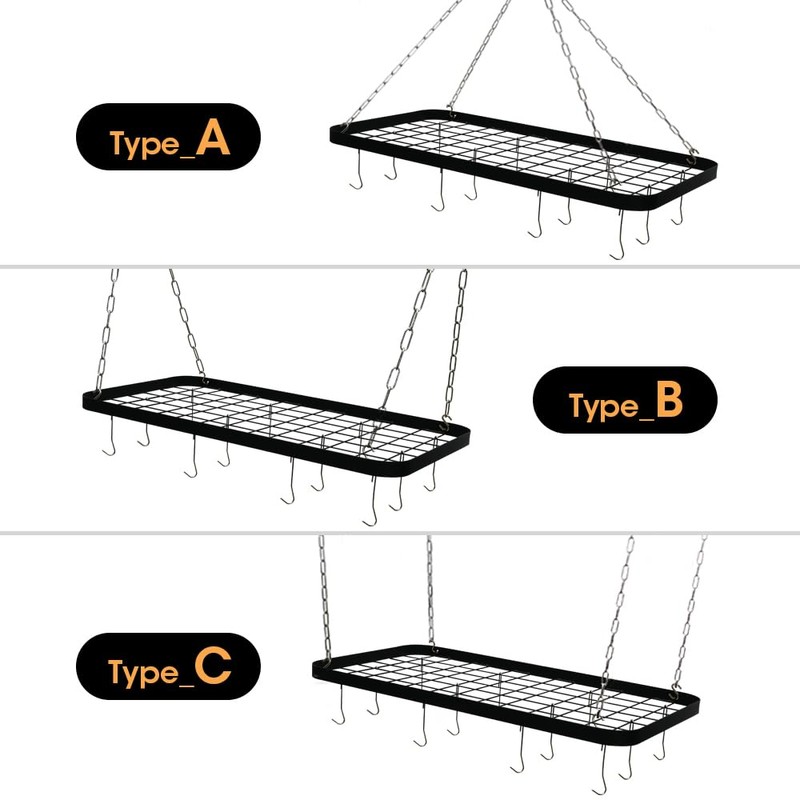J JACKCUBE DESIGN Ceiling Pot Rack, 33 Inches Wall Hanging