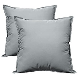 Olivia Rocco Pack of 2 Waterproof Cushion Cover Outdoor Garden Breathable Decorative Cushions Covers for Patio Bench Sofa Furniture Indoor Living Room Bed Chair Scatter, 43 x 43 cm Silver