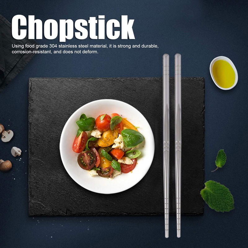 1 Pair Stainless Steel Chopsticks 17.5 cm Reusable Food Chopsticks