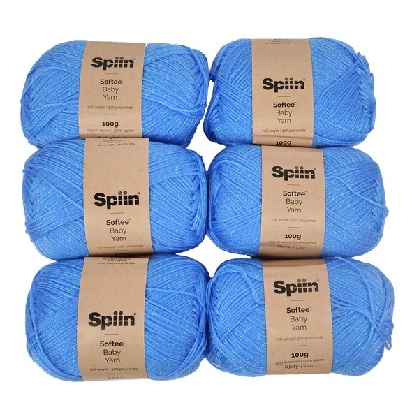 Spiin SNYRN007 Softee Baby Yarn Blue-x6 100 g Skeins, One Size