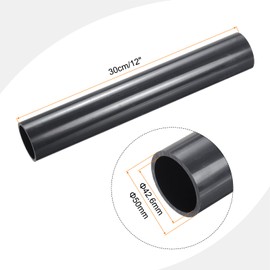 MECCANIXITY 1.97 Inch PVC Rigid Tube Round Pipe 42.6mm ID 50mm OD 12" High Impact for Water Pipe, Aquarium, Fish Tank, Greenhouse Garden, Deep Grey