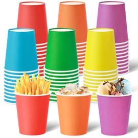 KesaPlan 60 PCS Disposable Paper Cups 9 OZ Colored Party Cups Plastic Drinking Cup, Rainbow Paper Cups Bulk 6 Colors for Hot Cold Drink Coffee Tea Juice DIY Perfect for Birthday Holiday Party Supplies