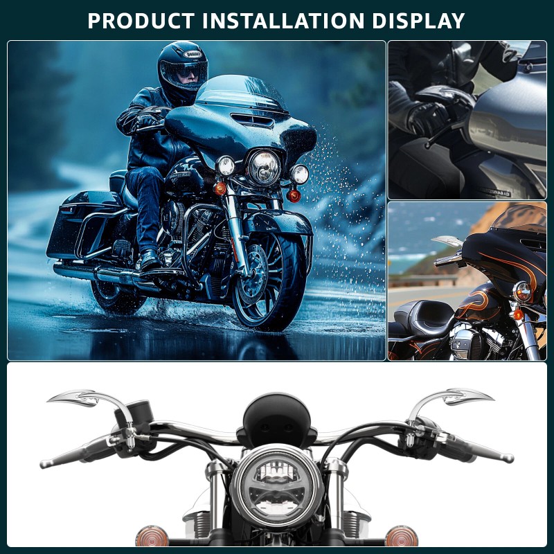 KEEPDSGN Chrome Rear View Mirrors For Harley Davidson Fatboy Dyna