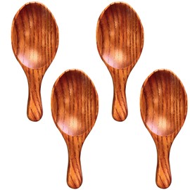 Wood Coffee Scoop, 4 Pcs Wooden Matcha Scoop, 4 Inch Cherry Wood Spoon for Ground Coffee,Tea,Sugar,Seasoning-Multipurpose Wooden Scoop for Jars,Canisters,Bath Salts,Laundry Detergent