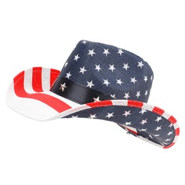 Melesh Unisex American Flag Cowboy Hat USA Falg Patriotic 4th of July Parade Western Cowgirl Hat (US, Alpha, One Size, Red/White/Blue)