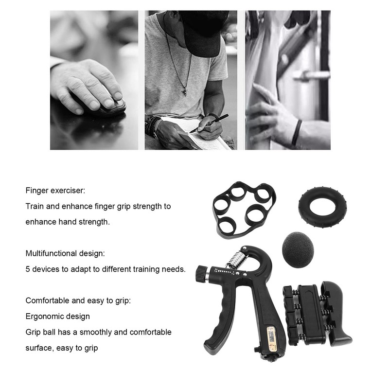 5Pcs Grip Strengthener Trainer Kit Hand Exercise Ball Finger Trainer
