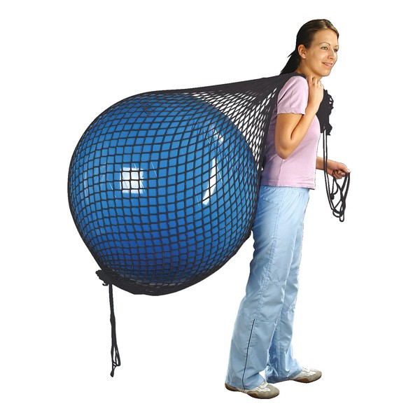 Sport-Thieme Net for large gymnastic balls, for balls up to diameter 120 cm, with two drawstrings, made of nylon, mesh width of 40 mm, black, ball carrier and storage net