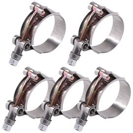 Glarks 5Pcs 41-46mm Stainless Steel T-Bolt Hose Clamps Turbo Intake Soft Hose Intercooler Clamps