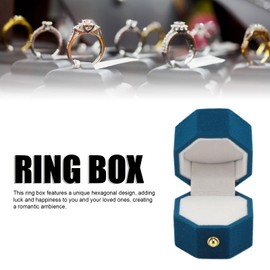 Octagon Flannel Ring Box for Proposal Engagement Wedding, Romantic Case, Jewelry Holder for Earrings Bracelets,Ring Box for Wedding Anniversary (Blue)