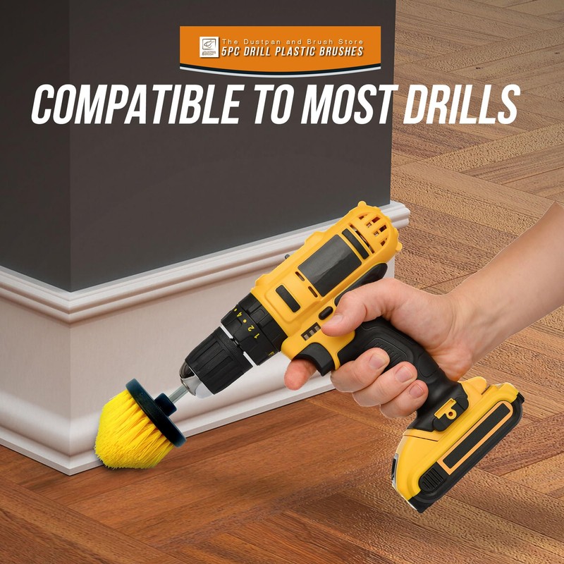 Drill Brushes for Cleaning - 5 Plastic Drill Brush Set