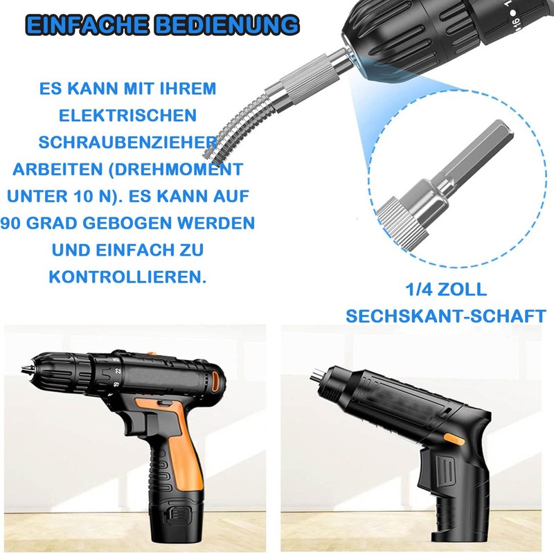 KEWAYO 1/4 Inch Magnetic Extension, Flexible Shaft Screwdriver Bit Holder