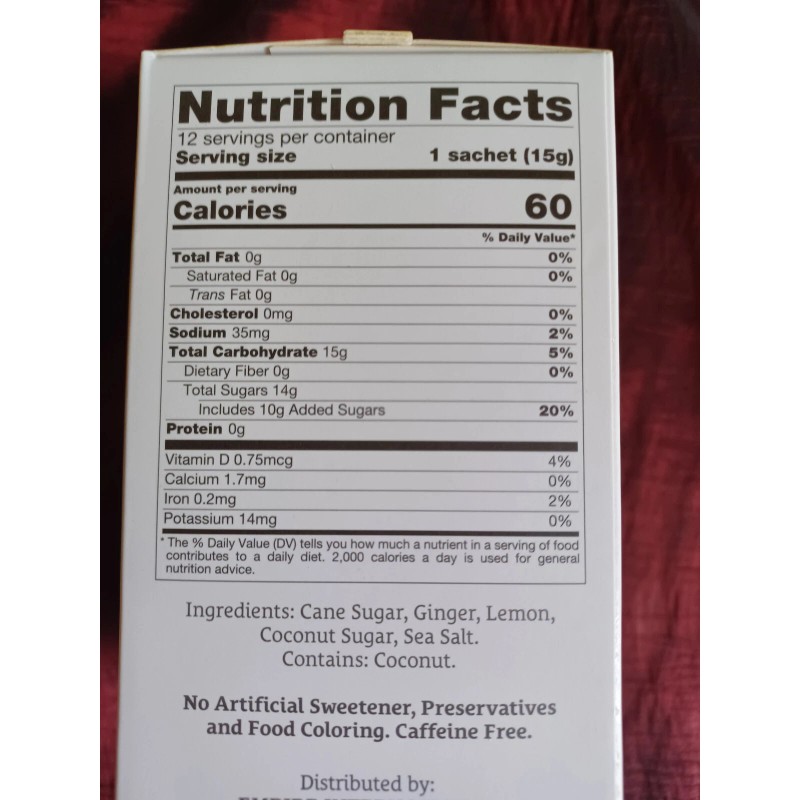 Singabera Original Lemon Ginger Drink, 12 packets