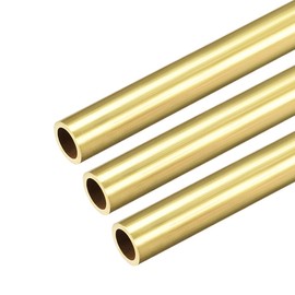 sourcing map Pack of 3 Brass Round Tubes, 300 mm Length 10 mm Outer Diameter 1 mm Wall Thickness, Seamless Straight Pipes