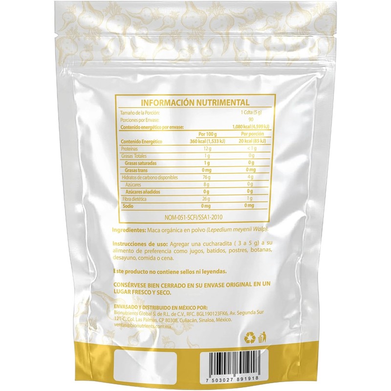 Maca Orgánica Premium Wellthy 450g – Vegano, Raw y Sin