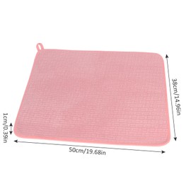 Niuoppy 2Pcs Dish Drying Mat, 38x50cm Highly Absorbent Draining Board Mats, Non Slip Washable Kitchen Counter Mat, Insulated Placemat, Microfiber Draining Drainer Mat (Pink, 38x50 cm)