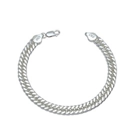 Waitsoul Silver Bracelet for Men 8mm Diamond-Cut Cuban Link Curb Chain Bracelet for Women 6.5 Inch