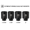 Mayouko 4PCS 1/2" Drive Spindle Axle Nut Impact Socket Set,