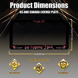 Hell was Full So I Came Back License Plate Frame Funny Text License Plate Holder Personalise Auto Parts for Men Women Car Decoration Stainless Steel License Plate with Screws 12.2" x 6.2"