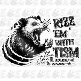 Set 3PCS 2 Inches - Funny Opossum Meme Sticker Rizz Em with The Tism Stickers Sarcastic Dark Humor Opossum 2" Waterproof Vinyl Decal for Water Bottles Tumbler Laptop Car Kindle - Gift for Kid Girl Boy