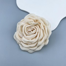 Dainty Fabric Peony Flower Brooches Pin Delicate Camellia Flower Brooch Classic for Women Party Dance Banquet Elegant Lapel Pins Dress Suit Clothes Accessories Jewelry Gifts 100mm (Beige)