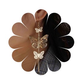 Aneneiceera Vintage Butterfly Earrings Gold Long Butterfly Tassel Earrings Metal Butterfly Earrings Long Butterfly Charm Earrings Jewellery for Women and Girls (Gold), Metal