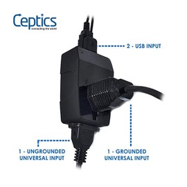 UK Travel Adapter Plug with USB by Ceptics, Dual USB with 2 Inputs - Perfect for Traveling to England, Hong Kong, UAE, Dubai (Type G)