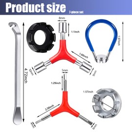 7-piece Bike Spoke Wrench Set,Portable Bicycle Spoke Tool Kit Includes 8 Way Bike Rim Truing Tool, Spoke Key with Rubber Handle, Tire Lever, Y-Type Hex Wrench, Y-Type Socket Wrench