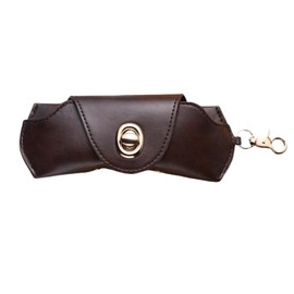 SUSOYAOCHEN Vintage Leather Sunglasses Case, Portable Protective Case for Glasses Unisex Glasses Pouch Spectacles Organizer (Dark Brown)