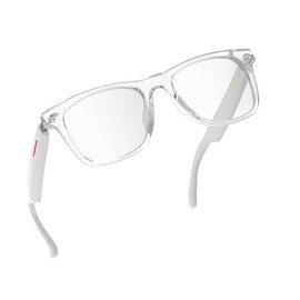 voogil Smart Glasses for Men & Women, Built-in Mic & Speakers Bluetooth Audio Glasses, Blue Light Filter & Polarized UV 400 Protection Lenses Open-Ear Bluetooth Glasses for Android iOS, White