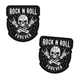Biomar Labs 2 x Vinyl Sticker Skull Heavy Metal Rock N Roll Black White Car Motorcycle Bicycle Window PC Laptop Tuning B 2Z*