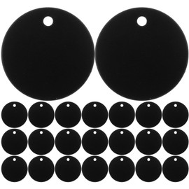 TEHAUX 25pcs Aluminum Blank Tags, 35mm Blank Dog Pet Tags Round Black Pet ID Tag Round Discs with Hole for Engraving Name