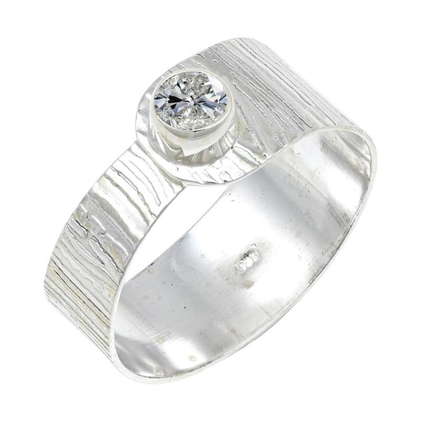 JEWELSTREZORO Moissanit Edelstein 925 Sterling Silber Stilvoller handgefertigter Band Ring