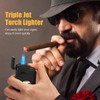 SEMKONT Triple Jet Flame Cigar Lighter with Cutter, Windproof Butane