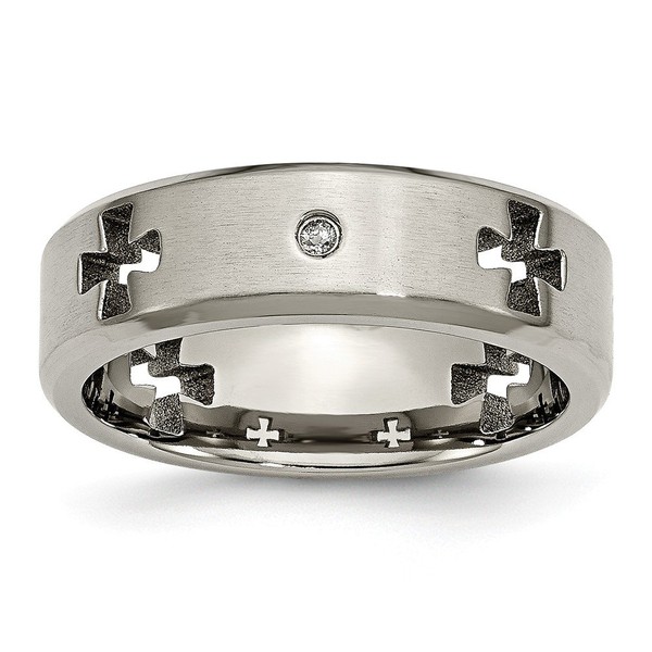 Solid Titanium Men's Celtic Knot Irish Claddagh Cross Cut Out