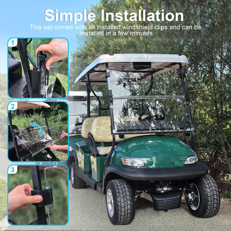 Upgraded Club Car Precedent Windshield,Golf Cart Windshield for Precedent/Tempo/Onward (2004-Up)–
