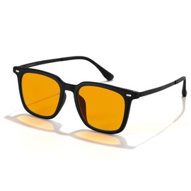ZIHVEUC Amber 99% Blue Light Blocking Computer Reading Glasses Orange Lens for Better Sleep, Eye Strain Men Women Sunglasses Reader（Black,150