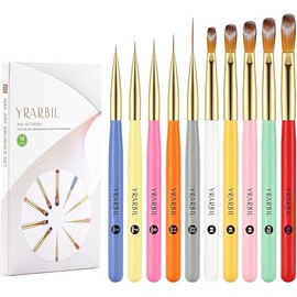 Nail Art Brushes, 5PCS Nail Liner Brushes and 5PCS Acrylic Nail Brushes Set for Gel Polish Painting Art Design, Thin Long Lines, 3D Carving, Nail Extensions and Acrylic Powder Application