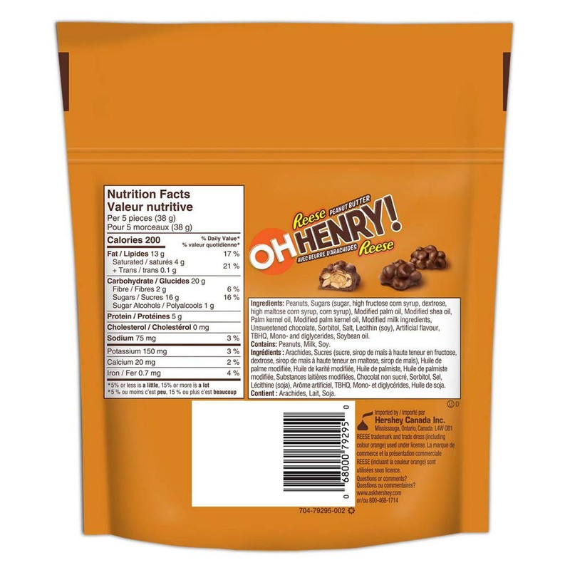 OH HENRY! Bite Sized Pieces with REESE Peanut Butter 180g/6.3oz