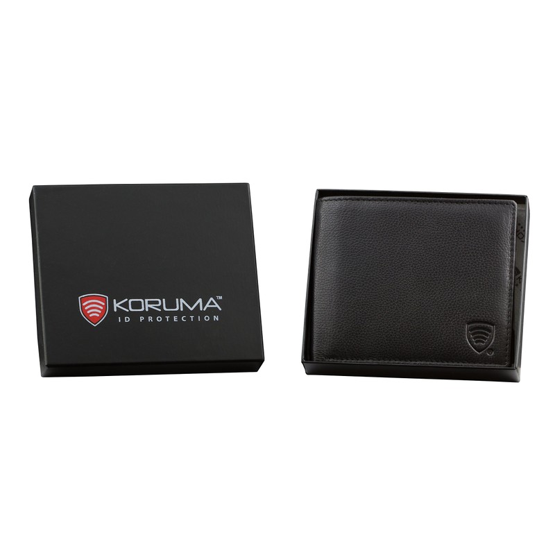 KORUMA RFID Blocking Bifold Wallet for Men - Genuine Black