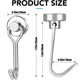 5 Pack Magnetic Hooks, Strong Neodymium Magnet with Hooks, Magnets with Hooks, 33Lbs Swivel Metal Hanging Hooks for Hanging, Ceiling, Camping, Kitchen (Silver)