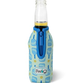 Swig Life Bottle Coolie, Standard 12oz Bottle Insulator Sleeve with Zipper, Neoprene Insulated Bottle Jacket Keeps Drinks Cold, Bottle Cooler in Dink Shot
