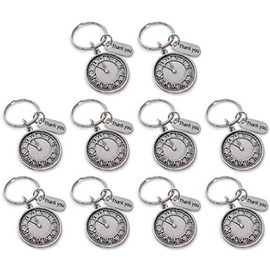 Volunteer Appreciation Gift Clock Keychain- Thanks For Giving Us Your Time (Set of 10)