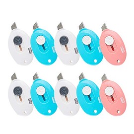LZYMSZ Pack of 10 Mini Retractable Utility Knife for Box Cutter Letter Opener, Random Color