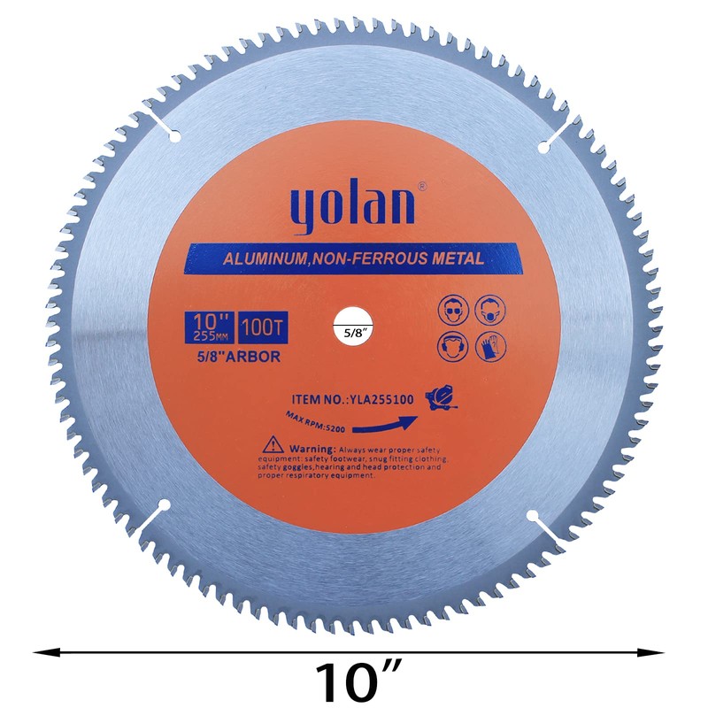 Yolan 10-Inch Aluminum Cutting Circular Saw Blade, 100T Carbide Tipped