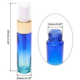 Newzoll 14Pcs 10ml (1/3 oz) Blue Gradient Color Spray Bottles Glass Vials Tube Perfume Atomizer Refillable Makeup Travel Fine Mist Sprayer Bottle Containers for Cosmetic Skincare, Gold Cap