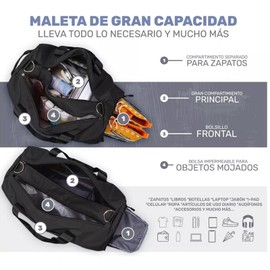Dry Wet Bolsa de Gimnasio Deportiva,Maleta Deportiva Bolsa de Deporte Gym Con Compartimento para Zapatos y Bolsillo Separado,para Viaje Natación Yoga,Bolsa de Lona para Mujeres Y Hombres