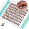 Obeyalash Eyelash Clusters, Brown D Curl, 10 mm, 84 Pieces,