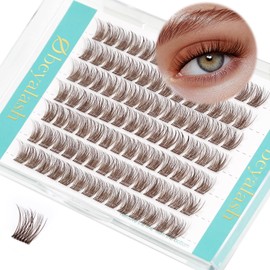 Obeyalash Eyelash Clusters, Brown D Curl, 10 mm, 84 Pieces, Individual Brown Eyelash Extensions, Natural Eyelash Extensions, Lashes, Clusters, DIY at Home (SNR013-Brown-10 mm)