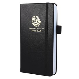 Diary 2025-2026 - 18 Month Mid Year from Jul. 2025 to Dec 2026, A6 Pocket Week to View Diary, Weekly & Month Planner with Leather Cover, Pen Loop, Inner Pocket (Black)