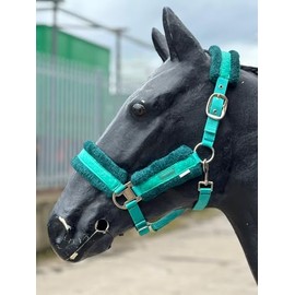 Equipride STAR SHINY HEADCOLLAR WITH LITTLE BLINGY STARS FAUX FUR LINED (Full, Green)